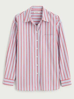 Madewell Women’s Red & White Vertical Stripe Button-Down Shirt